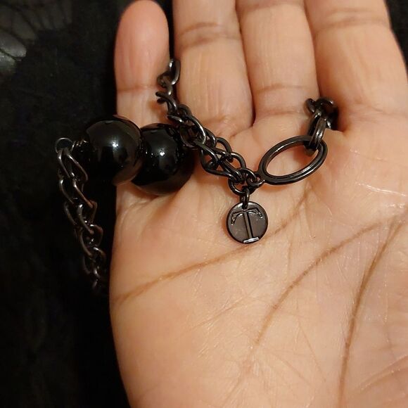 Talbots Black Multistrand with Black Glass Beads Statement Necklace - Picture 6 of 6